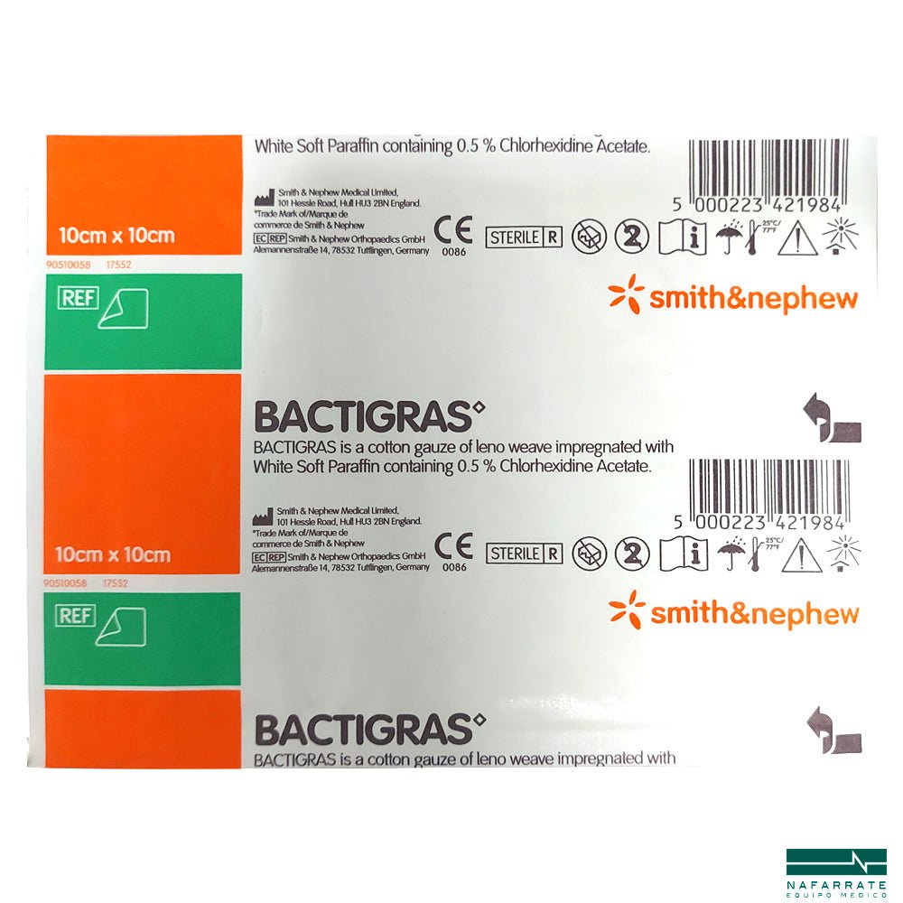 BACTIGRAS Gasa Parafinada con Clorhexidina 10 × 10 cm Smith & Nephew - Imagen 1